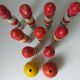 Bowling game 1920 art pop red blue white yellow 2 balls old toy