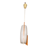 Scandinavian glass and teak pendant light