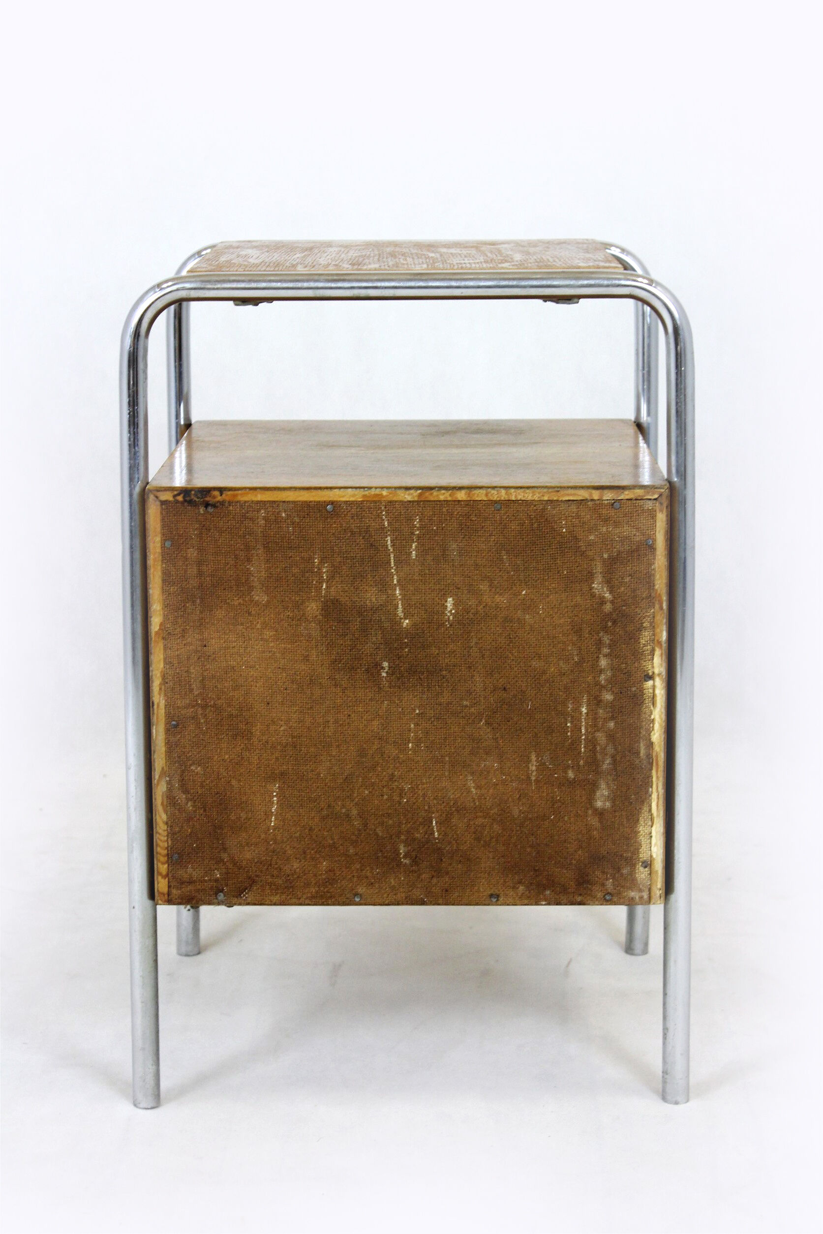 Bauhaus bedside table in chromed tubular steel, 1940s
