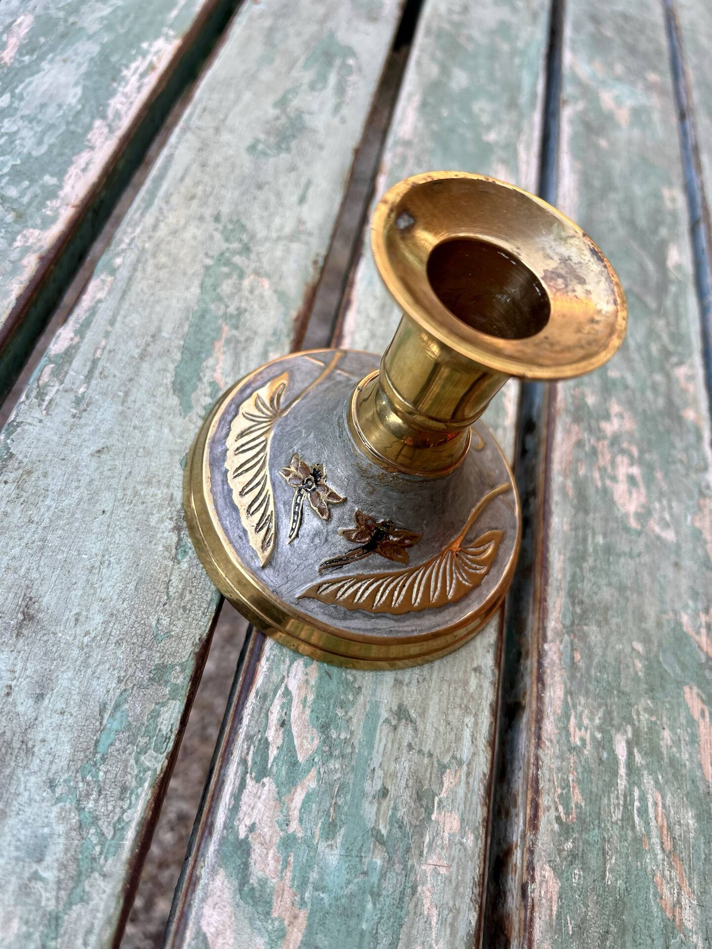 Golden brass candlestick