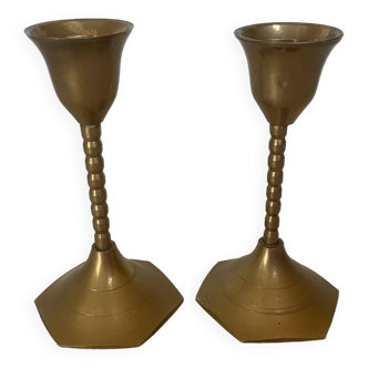 Pair of small brass candlesticks