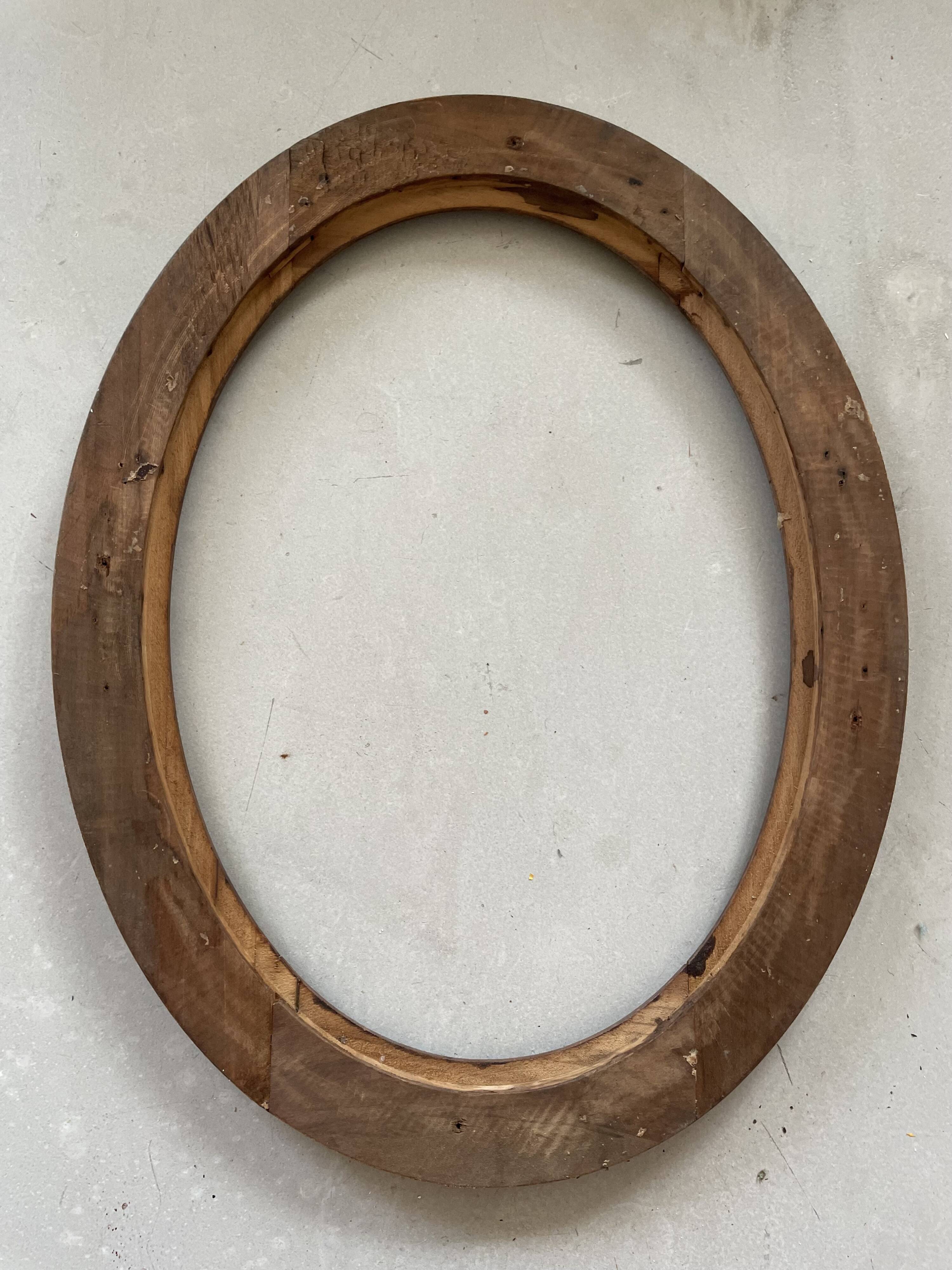 Oval old wooden frame