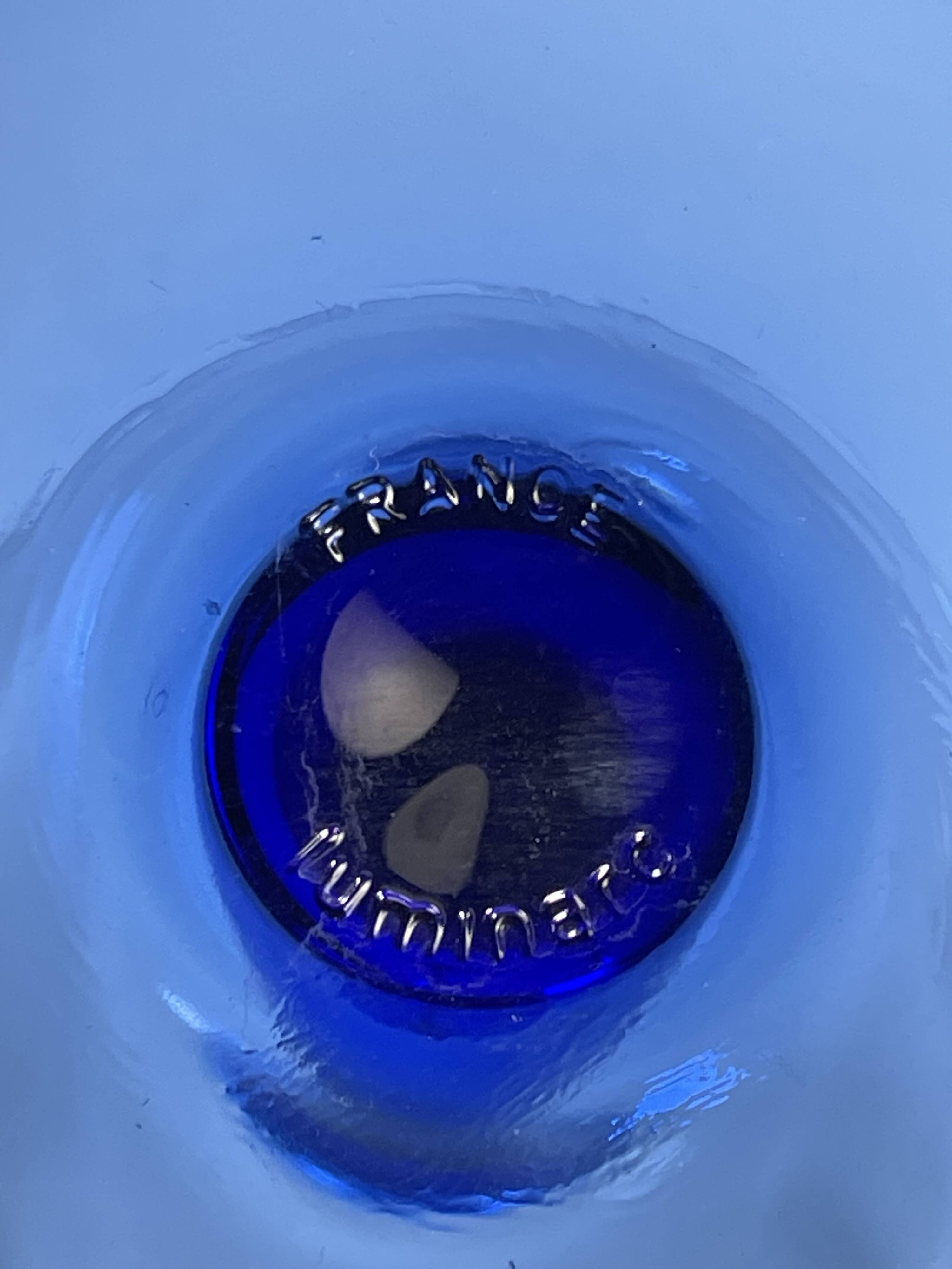 Set of 9 blue stemmed glasses (3 balloon wine glasses, 3 flutes, 3 cocktail)