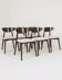 Modern Set of 6 Dining Chairs, Ecru Farbic and Dark walnut beech wood