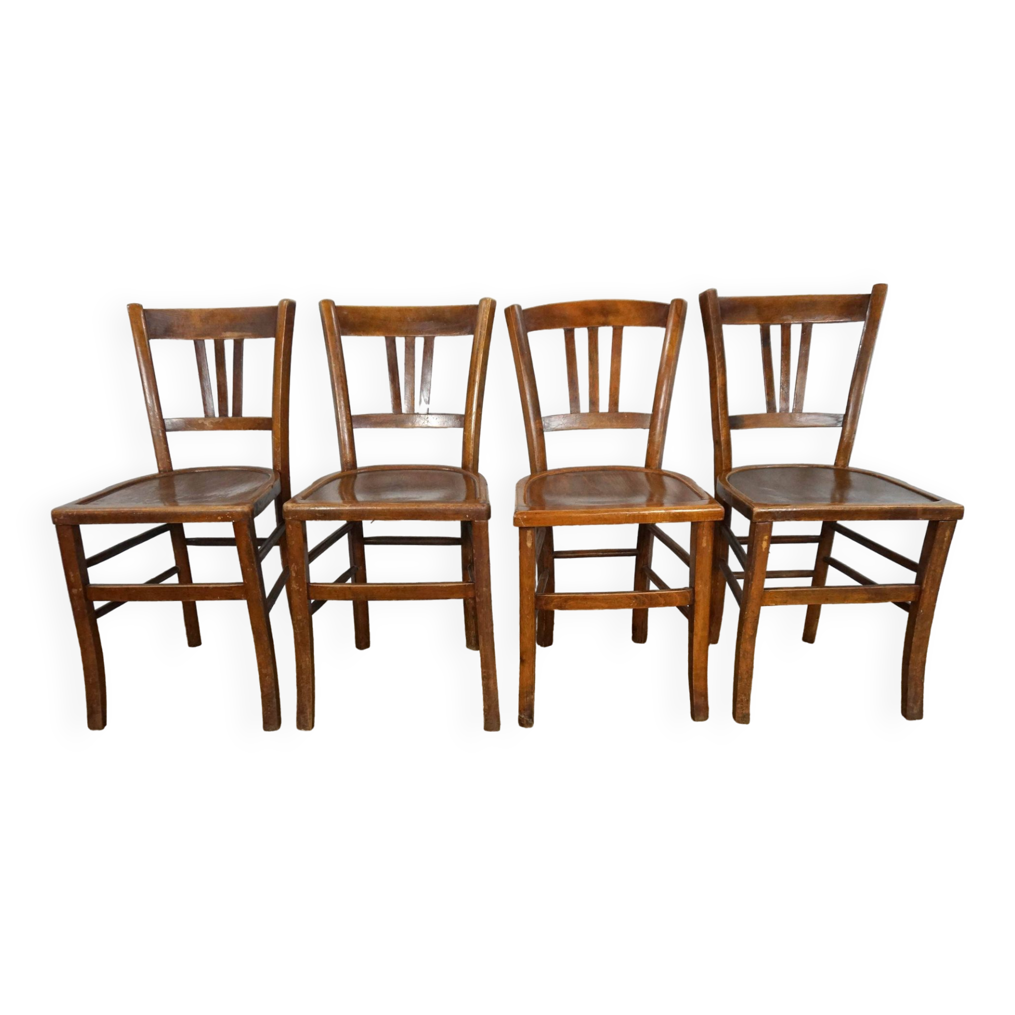 Ensemble de 4 chaises de bistrot vintage dépareillées