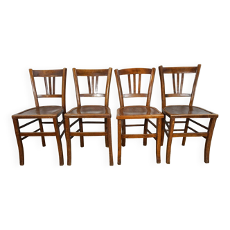 Set of 4 mismatched vintage bistro chairs