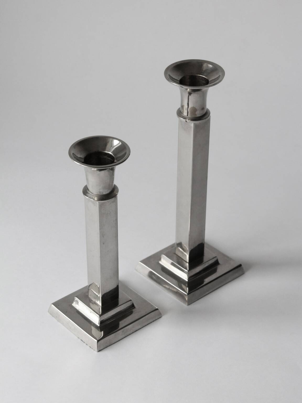 Art Deco Silver Plated Candlesticks Set