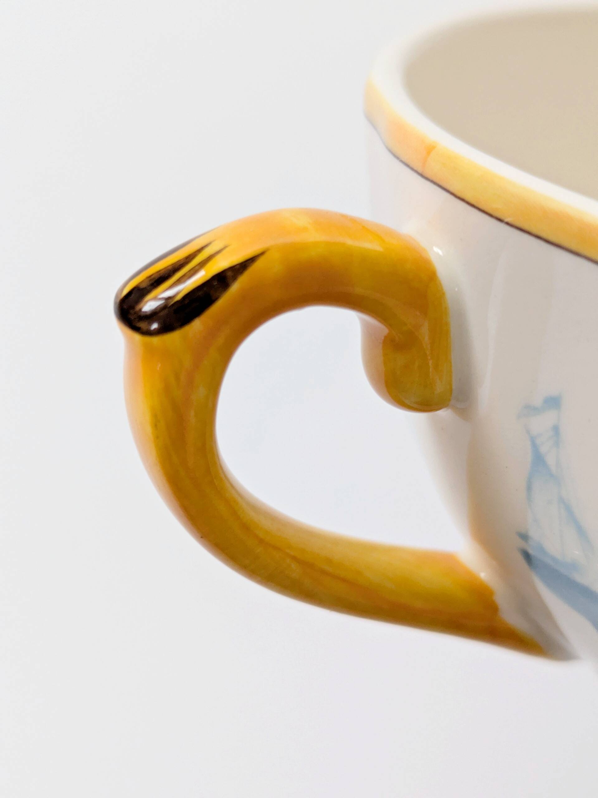 Set of 2 Gien Magellan "Caribbean" cups and saucers, vintage earthenware