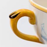 Set of 2 Gien Magellan "Caribbean" cups and saucers, vintage earthenware