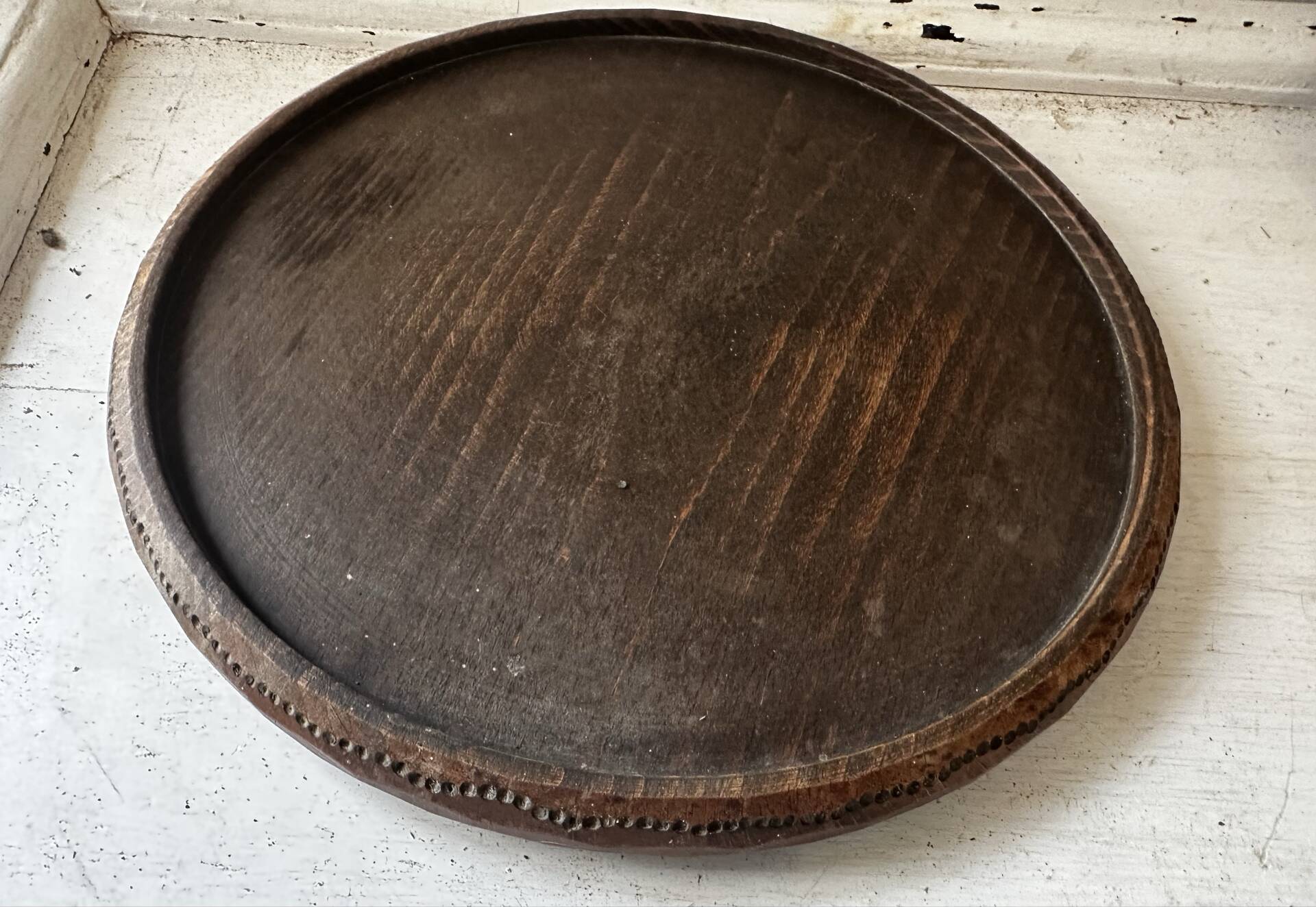 Mid-Century wooden platter or trivet - D 24 cm