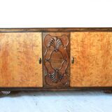 Art deco french sideboard in burr maple