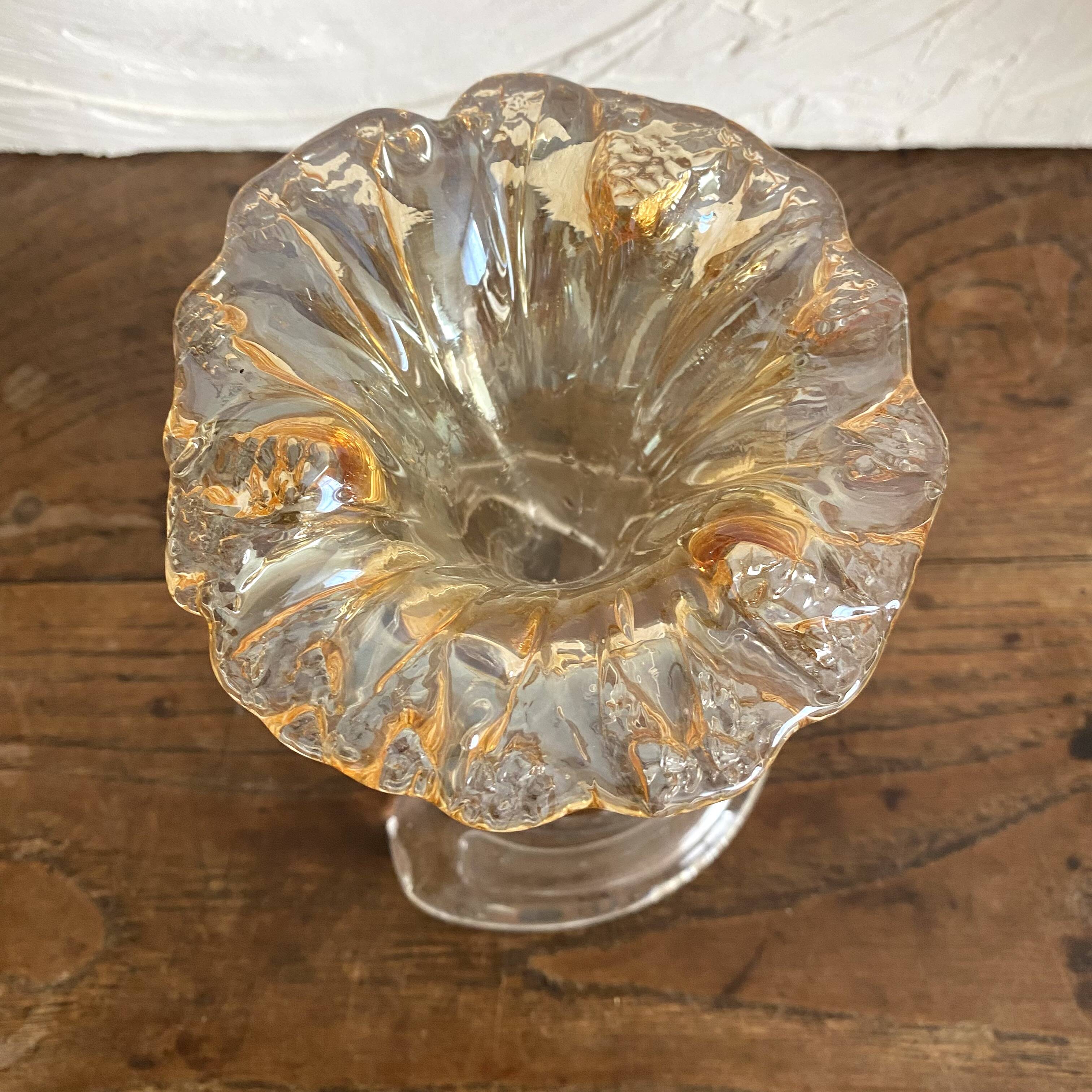 Murano blown glass trumpet vase, 1960s-70s