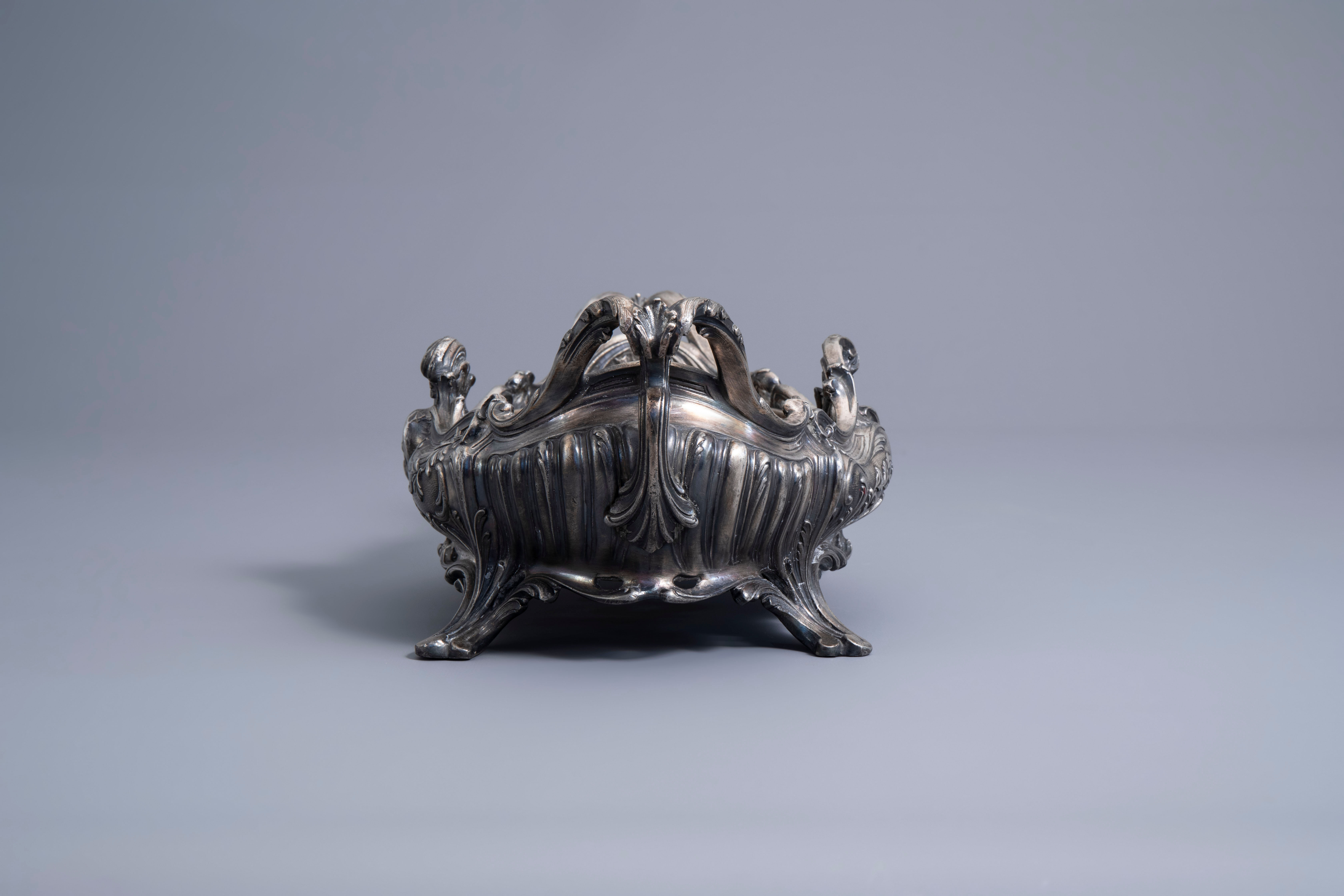 A Louis XV-style mid-table in silver metal, master punch Victor Saglier), France
