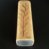 Stoneware vase with herbarium decoration by Raymonde Leduc, Vallauris, 1960s