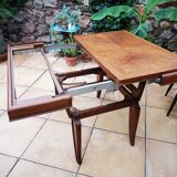 Vintage teak coffee table, transformable into a high table