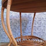Table basse ronde en rotin vintage