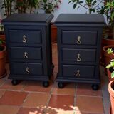 Tables de chevet Mid-Century Modern restaurées – Noir et bronze