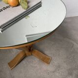Art deco mirror pedestal table in walnut 1930