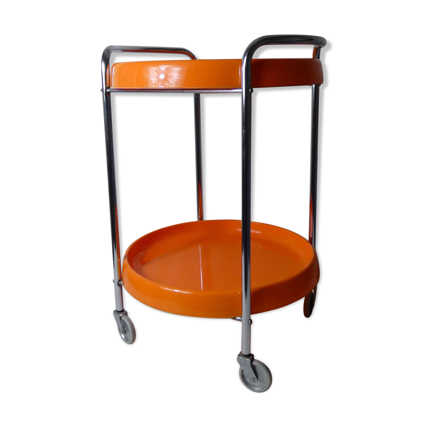 Serving table with vintage wheels