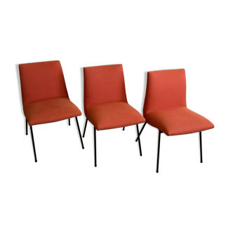 Suite 3 vintage chairs 1950 CM 145 Pierre Paulin