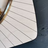 Vintage formica clock silent asymmetrical wall pendulum "Bayard wood lines"