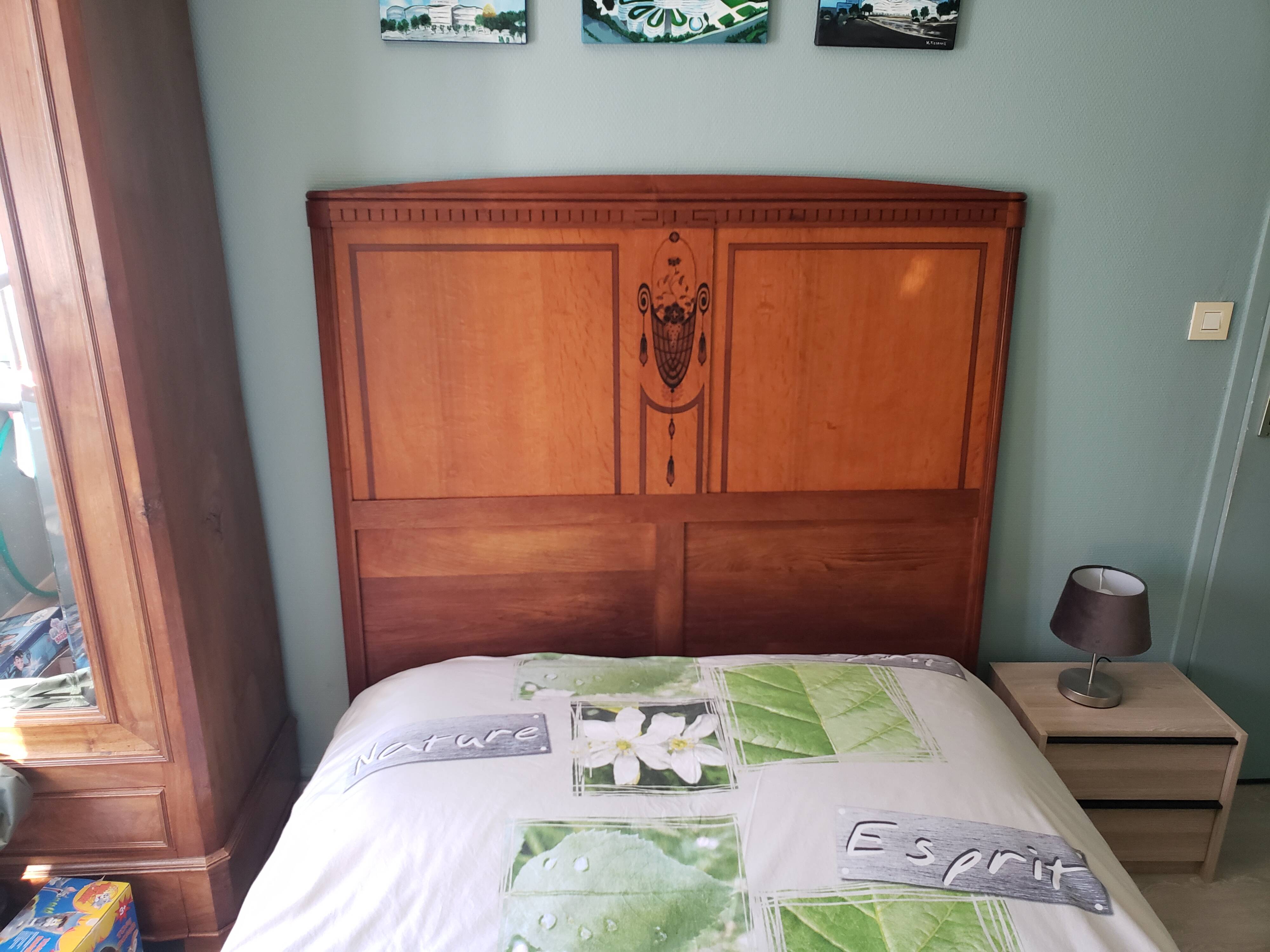 Inlaid headboard and footboard