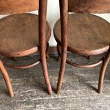Set de 4 chaises bistrot Fischel en bois courbé chapeau de gendarme 1920