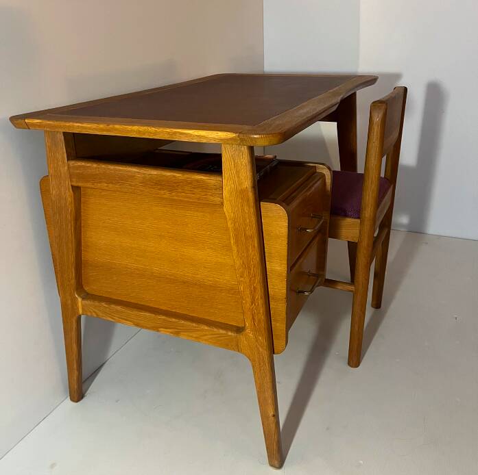 Solid oak and leather desk