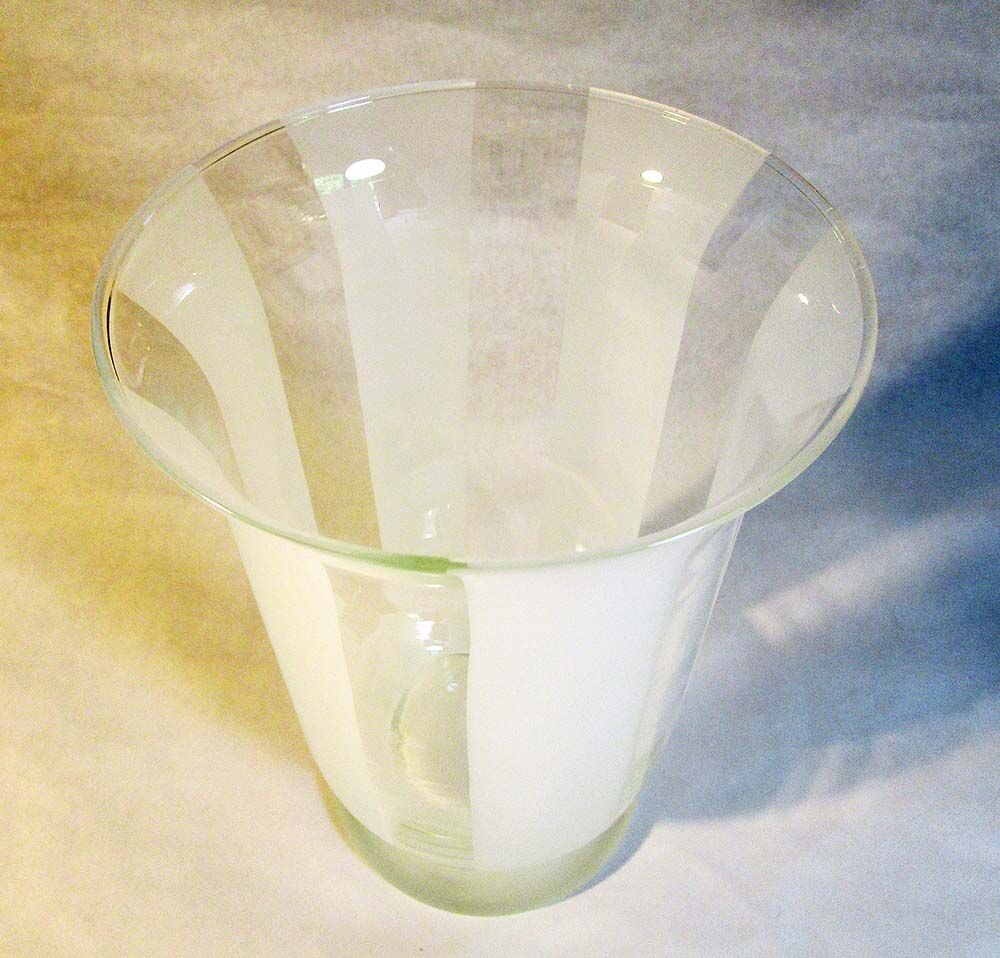 Glass vase with satin stripes