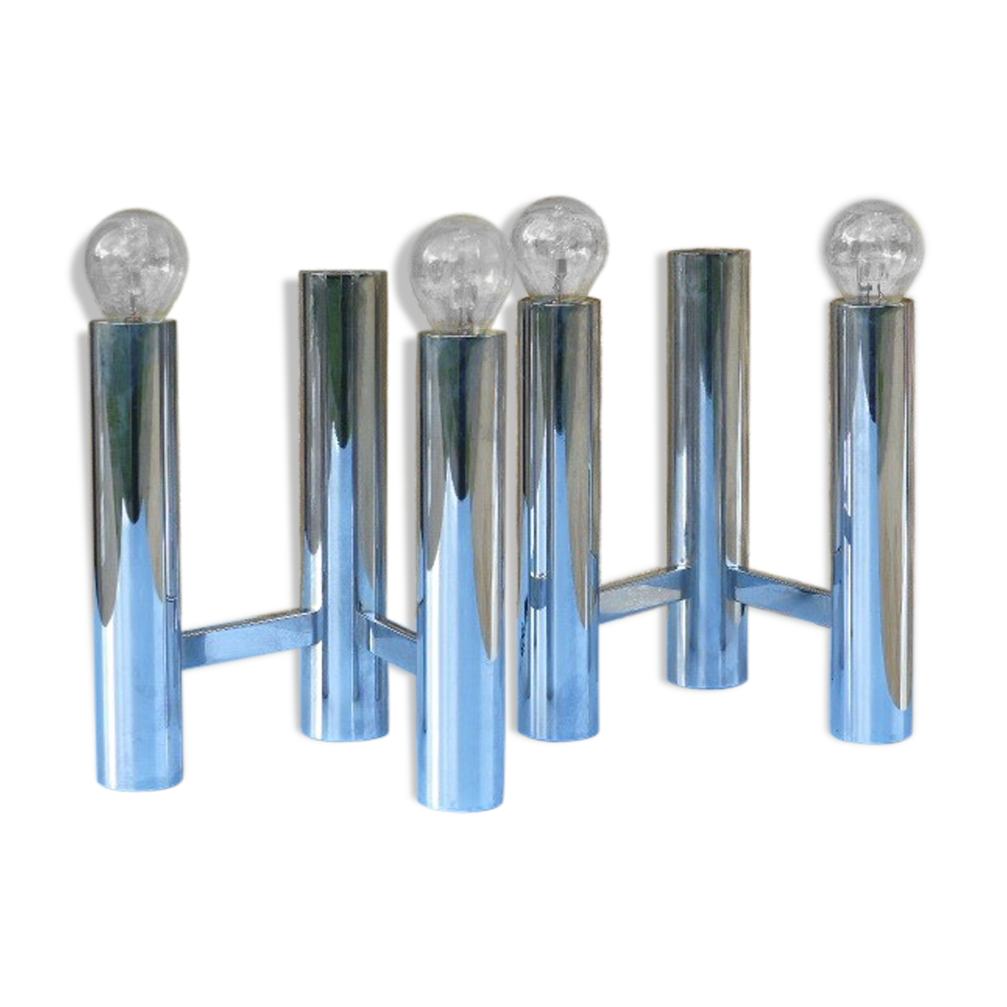 Chromed metal wall lights from Sciolari House in the 60s