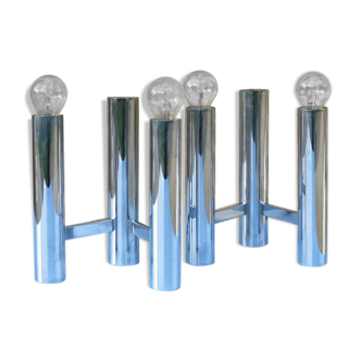 Chromed metal wall lights from Sciolari House in the 60s