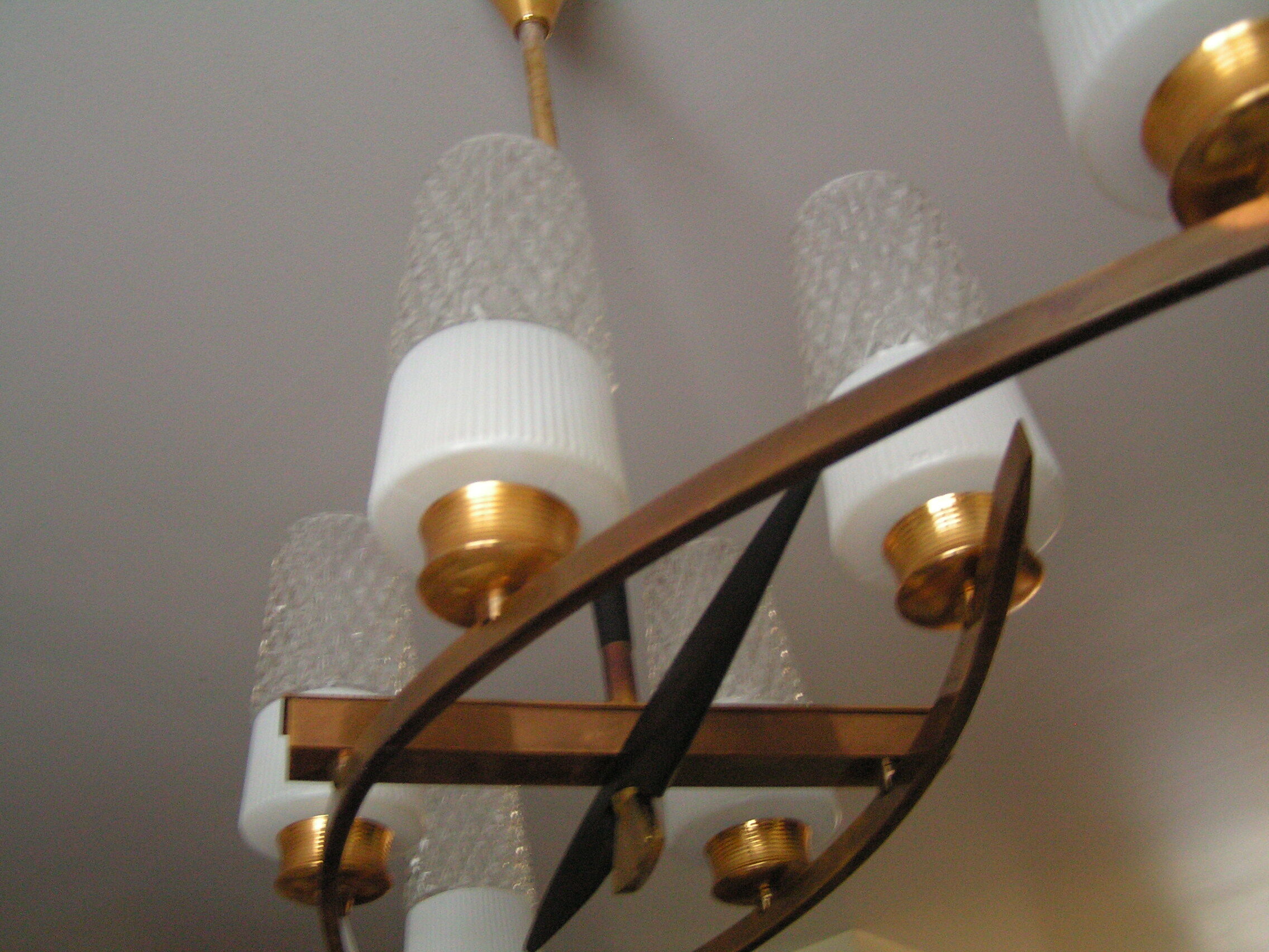 Chandelier glass metal and brass globe golden 6 lights 50-60