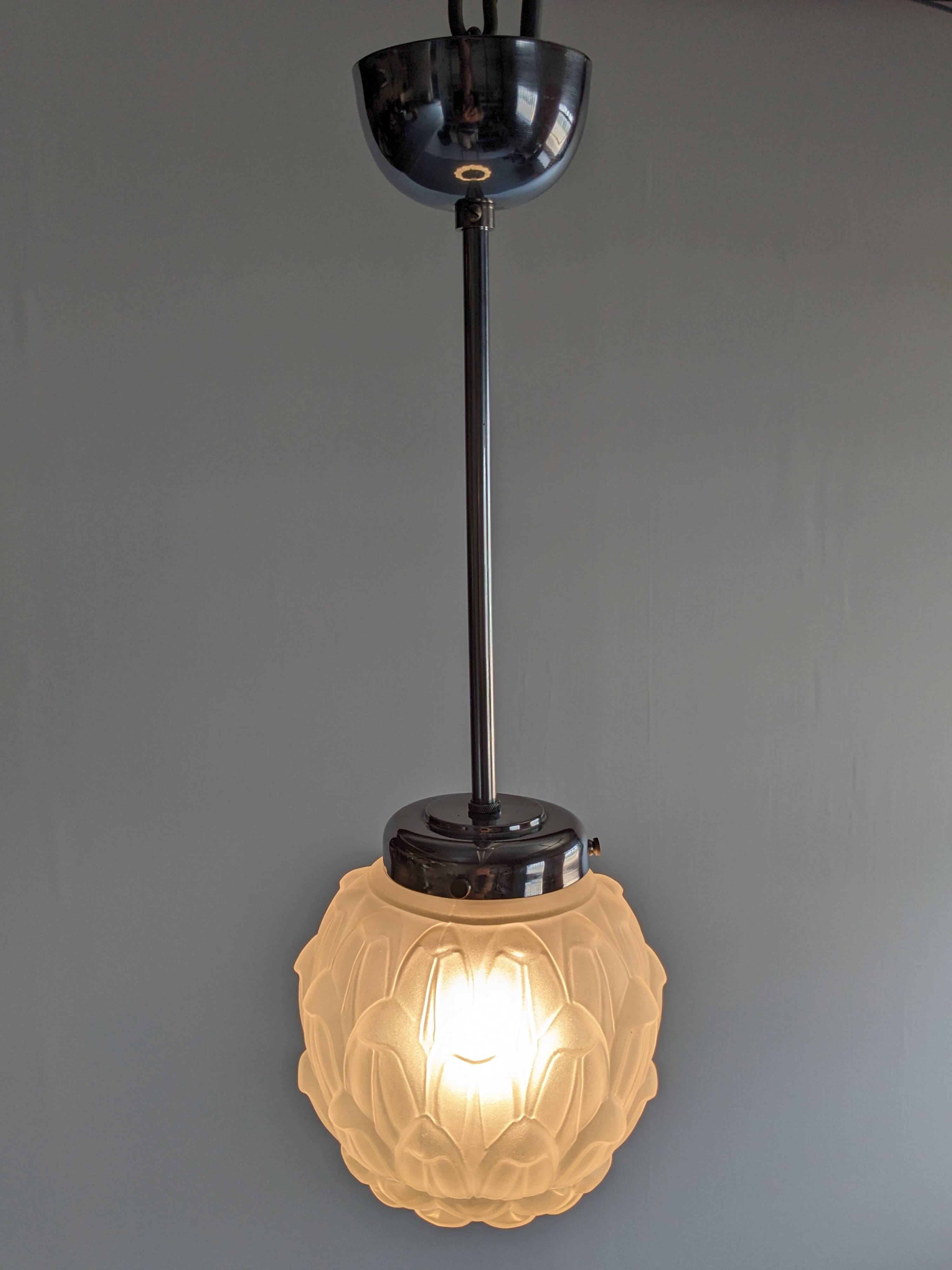 Art Deco frosted glass pendant light circa 1920
