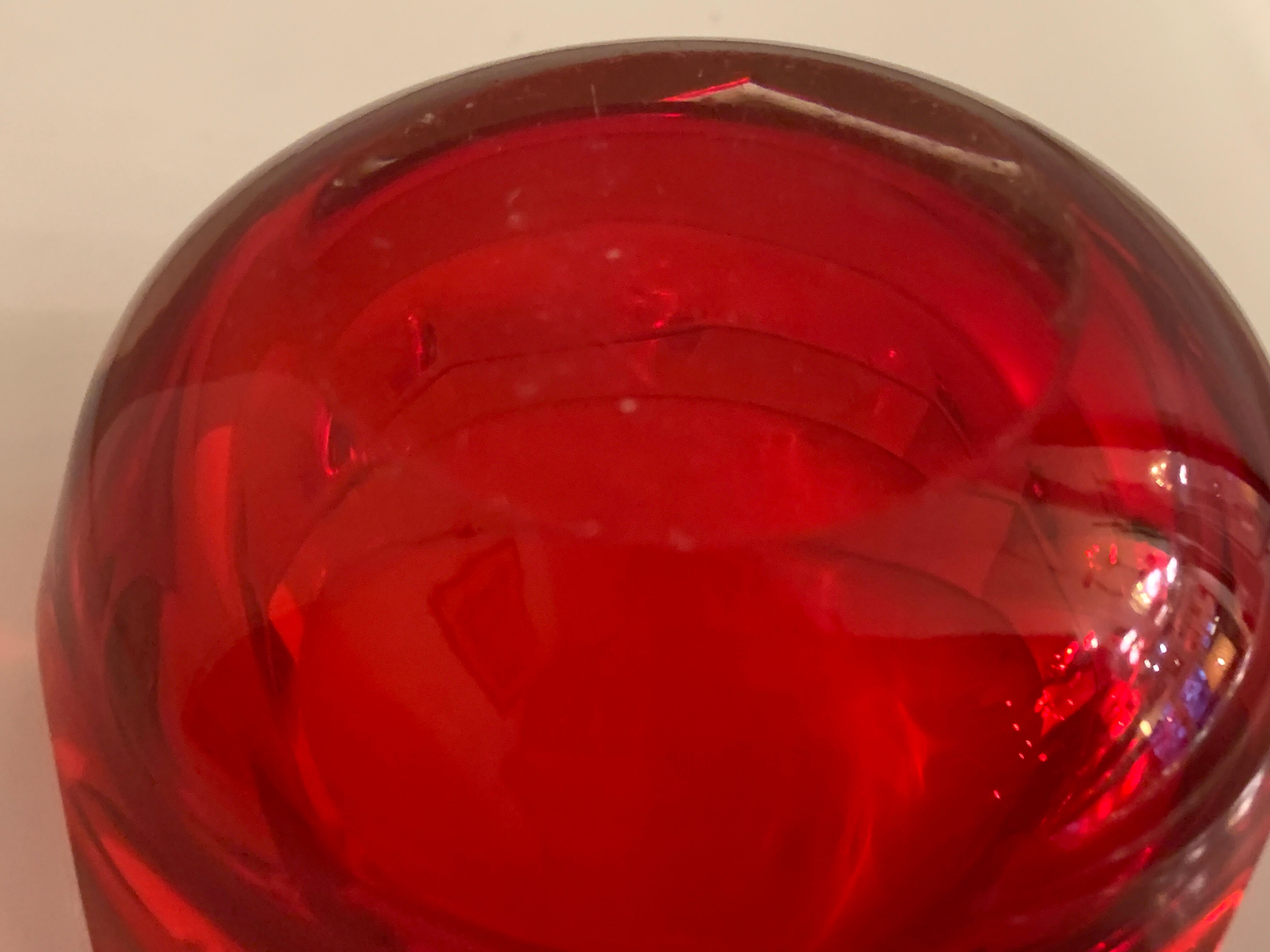 Murano red glass octagonal ashtray 1960