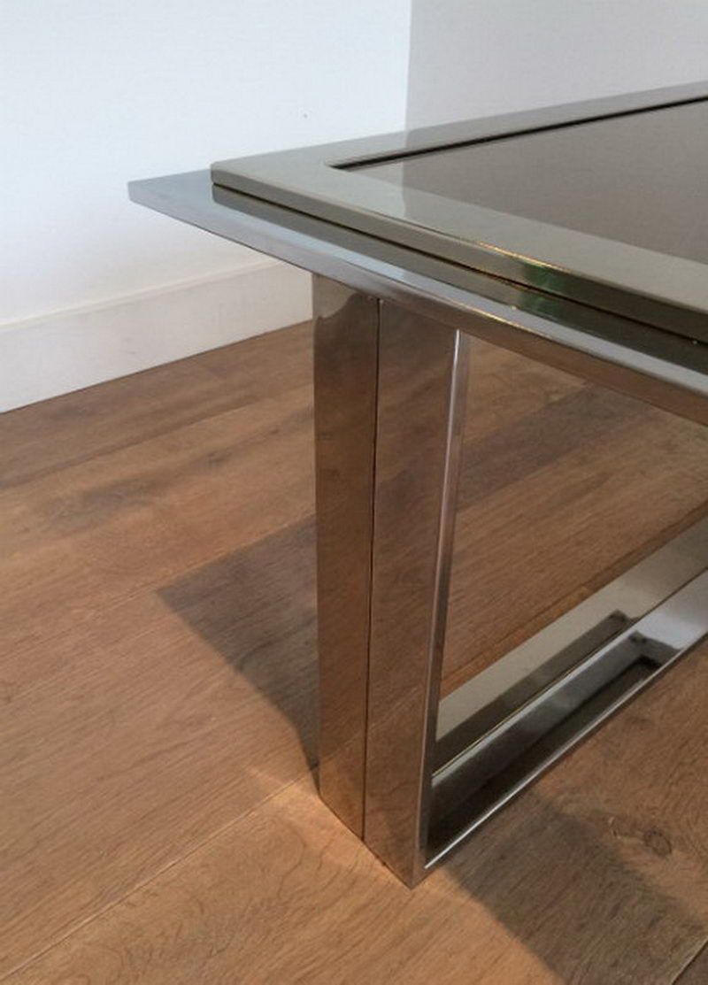 Chrome and brass designer coffee table. Attributed to Willy Rizzo