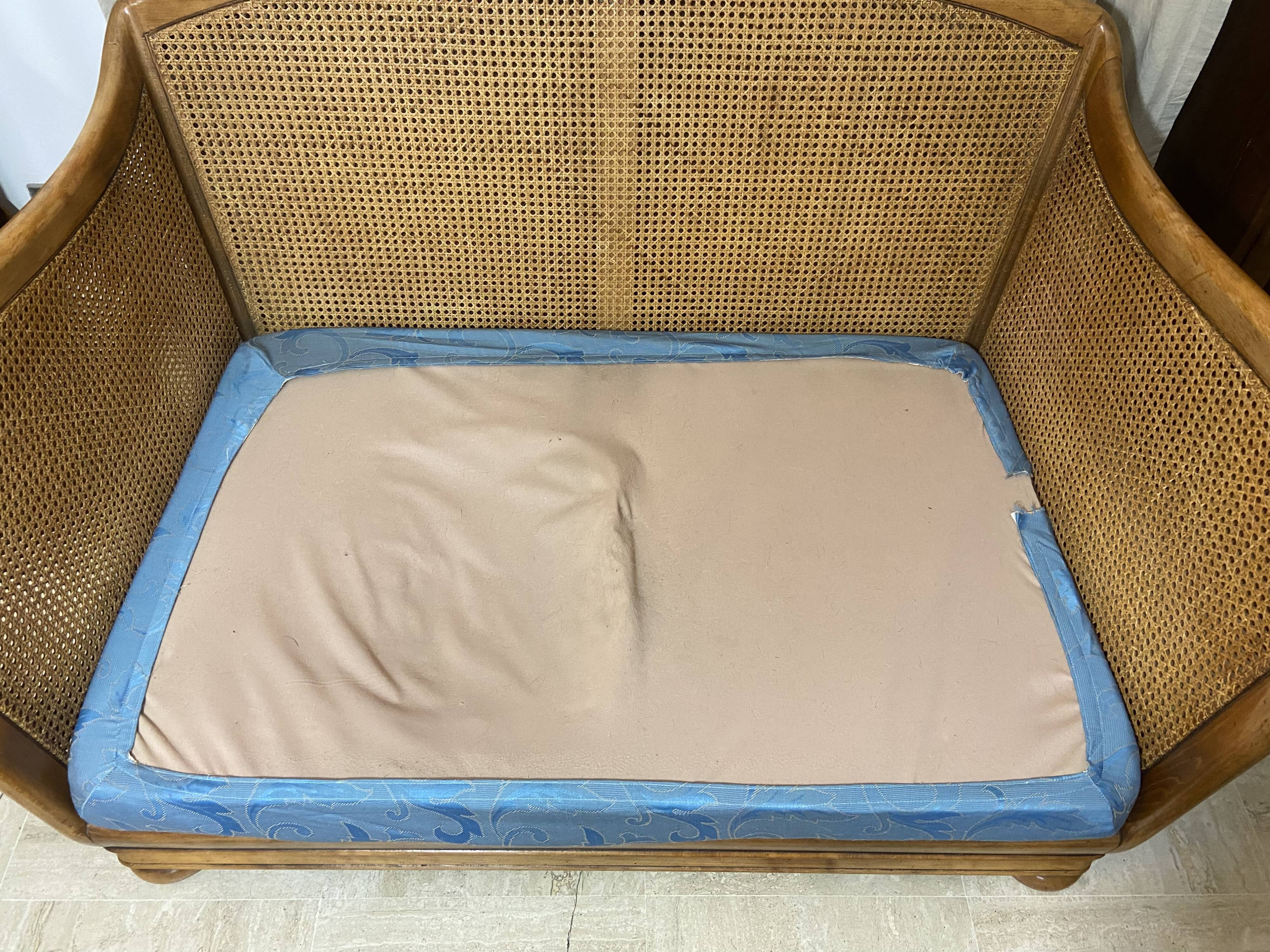 Vintage sofa in cannage and wood 1960