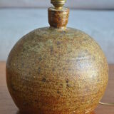 Pied de lampe boule en grès vintage signée