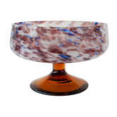 Vintage Portuguese Multicolored Glass Bowl with Mustard Foot