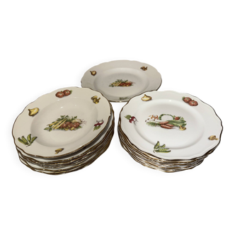 Ensemble 8 assiettes plates, 8 creuses et un plat L’amandinoise légumes