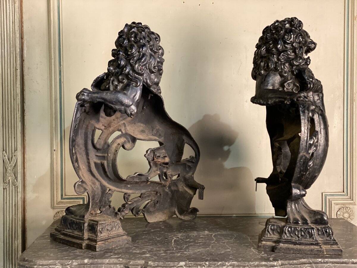 Pair of cast iron fire dogs