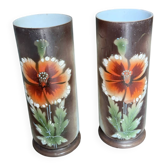Pair of cylindrical opaline vases