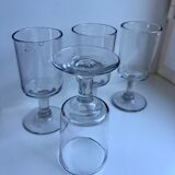 Set of 4 wine glasses in blown glass late nineteenth