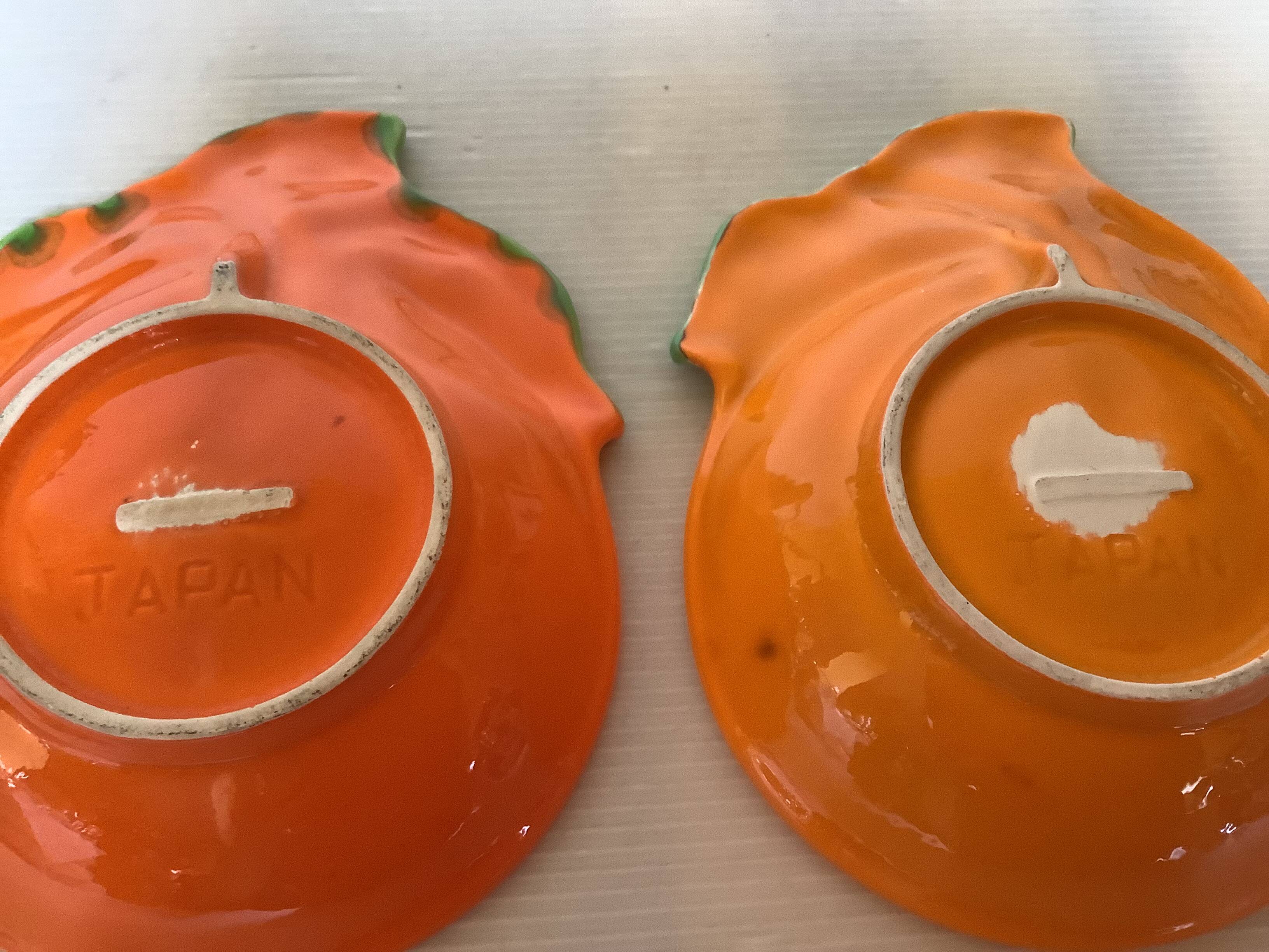 Paire de coupelles vide poche barbotine orange Japan