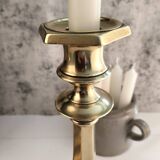 Charming Pair of Victorian Brass Candlesticks with Octagonal Bases - Matching Antique Candle Holders