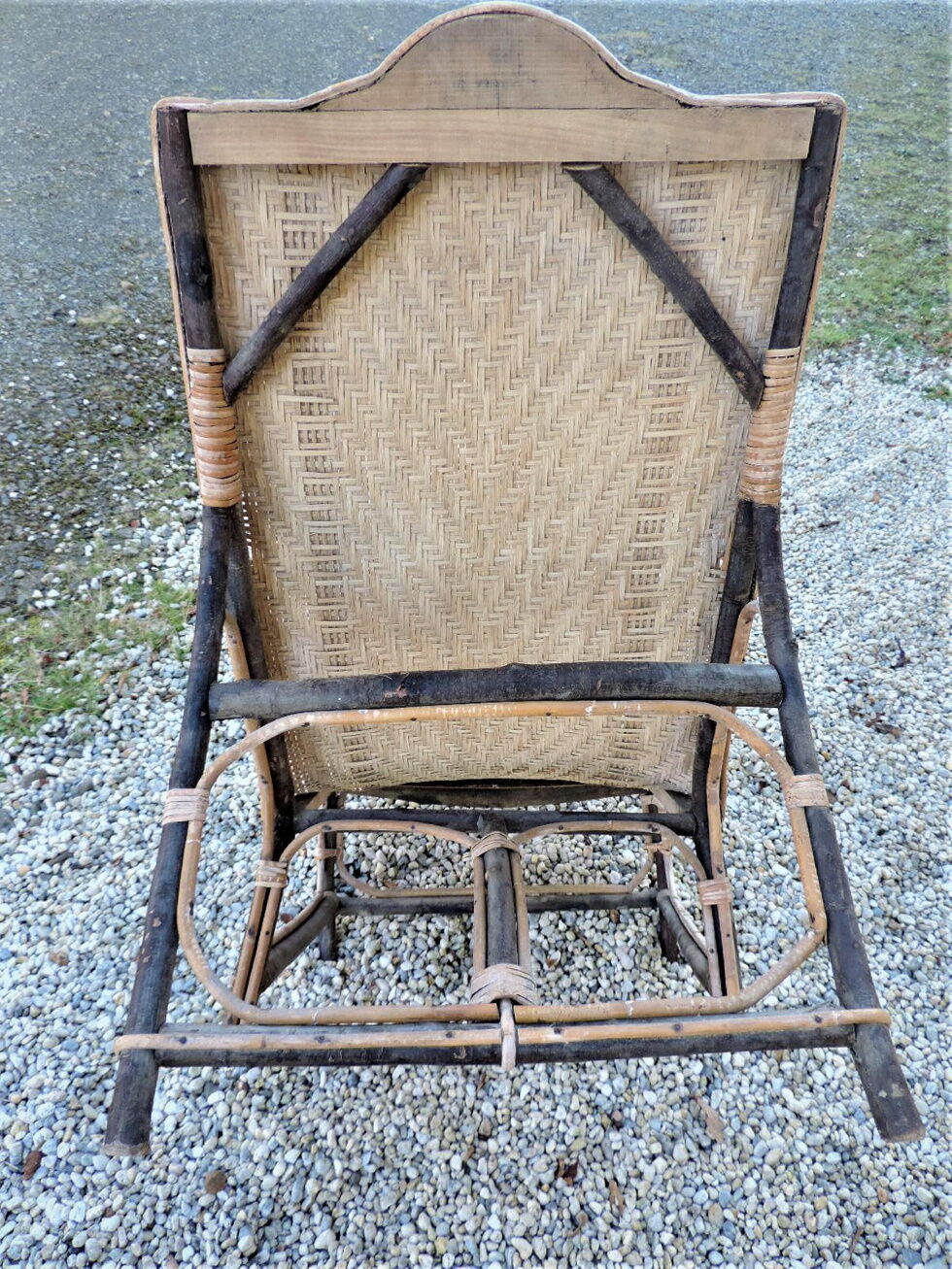 rattan chaise longue with its foot rest 1930