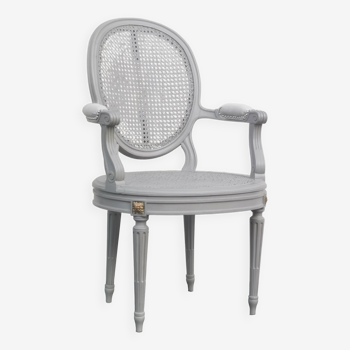 Louis xvi style “grey lacquered” armchair