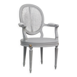 Louis xvi style “grey lacquered” armchair