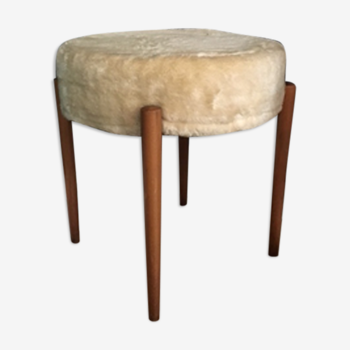 Tabouret scandinave en teck quadripode