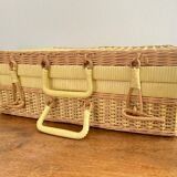 Vintage woven wicker suitcase