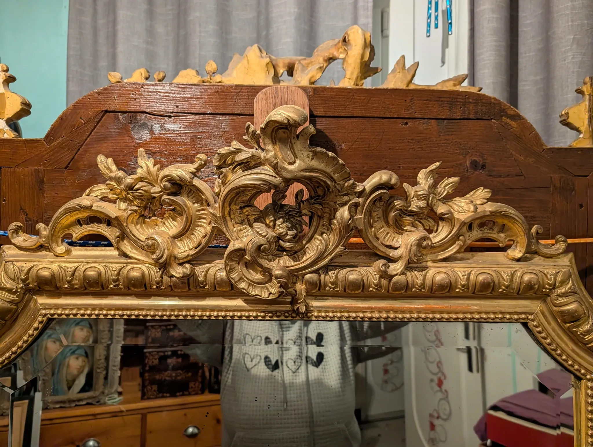 Large antique gilded mirror in Louis XV style